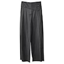 Emporio Armani Pantalones de pernera ancha con cintura asimétrica y botones en algodón negro