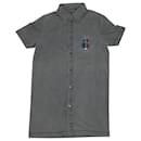 Dolce & Gabbana Short Sleeves Button Front Shirt in Grey Cotton 