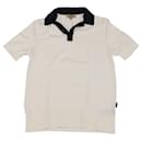 Burberry Short Sleeve Knit Polo T-shirt in White Cotton Wool