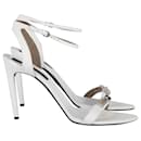 Proenza Schouler Ankle Strap Sandals with Geometric Hardware in White Leather