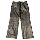 Prada Pantalon à Panneaux en Cuir Noir