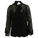 Miu Miu Sheer Blouse with Pussy Bow Neckline in Black Polyamide