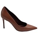 Celine Pointed Toe Pumps in Brown Leather - Céline