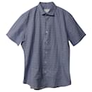 Prada Diamond Geometry Short-sleeved Button-up Shirt in Blue Cotton