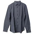 Prada Microprint Long Sleeve Button-up Shirt in Navy Blue Cotton