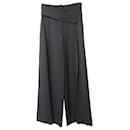 Emporio Armani Pantalones de pierna ancha con cinturilla asimétrica en algodón negro
