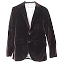 Etro Two-Button Front Blazer Jacket in Burgundy Velvet Cotton