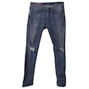Acne Studios Distressed Jeans in Blue Cotton Denim