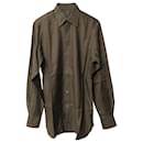 Gucci Herringbone Button Down Shirt in Dark Brown Cotton