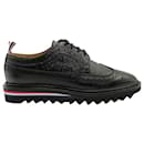 Thom Browne Classic Longwing Threaded Sole Brogues in Black Pebble Grain Leather