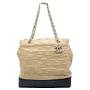 Light Brown and Black Quilted Tote Bag in Silver Hardware - Chanel