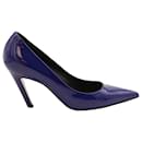 Balenciaga Spitze Pumps aus blauem Lackleder