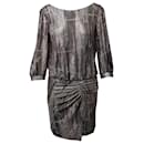 Ba&Sh Salina Wrap-Effect Knitted Dress in Metallic Silver Polyester
