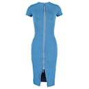 Iris & ink Bodycon Front-Zip Dress in Blue Bamboo Viscose - Iris & Ink