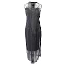 Joseph Patchwork Lace Long Dress in Black Nylon