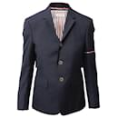 Thom Brown School Uniform Plain Weave Selvedge Armband High Armhole Jacket in Navy Blue Wool - Thom Browne