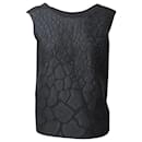 Fendi Sleeveless Floral Tonal Brocade Top in Black Polyester