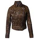 Isabel Marant Eston Leopard Print Biker Jacket in Brown Lambskin Leather