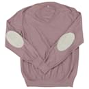 Maison Martin Margiela V neck Sweater with Elbow patches in Purple Cotton