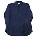 Maison Martin Margiela Bib Shirt in Navy Blue Cotton