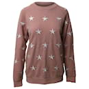 Sandro Star Embroidered Sweater in Pink Cotton