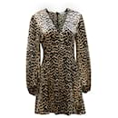 Mini abito Ganni Blakely con stampa leopardata in misto seta marrone