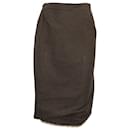 Vivienne Westwood Microprint Midi Pencil Skirt in Brown Cotton Linen