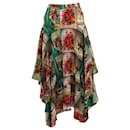 Saia midi assimétrica com estampa floral Stella McCartney em seda multicolorida - Stella Mc Cartney