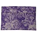 Ganni Lilac Floral Print Card Holder in Purple Leather