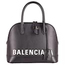Balenciaga Ville Small Handbag in Black Small Grain Calfskin Leather