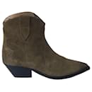 Isabel Marant Dewina Cowboy Boots in Olive Suede