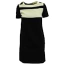 Emilio Pucci Color Block Short Sleeve Dress in Black and Cream Wool