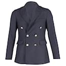 Burberry Double-Breasted Blazer in Navy Blue Cupro 