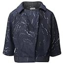 Nina Ricci Jacquard Bolero Jacket in Navy Blue Cotton 