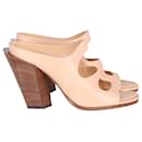Burberry Cut Out Wooden Heels in Nude Leather