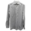 Tom Ford Striped Long-Sleeve Shirt in Grey Cotton