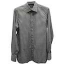 Tom Ford Check Button Up Shirt in Grey Cotton