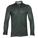 Bottega Veneta Striped Button Down Shirt in Green Cotton