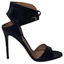 Gianvito Rossi Ankle Strap Sandals in Black Leather