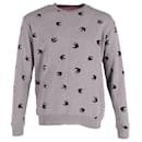 MCQ by Alexander McQueen Flocked Swallow Crewneck Sweater in Grey Cotton - Mcq