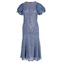 Michael Kors Lace Short Sleeve Dress in Blue Cotton 