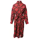Hermes Rope Print Shirt Dress in Red Silk - Hermès