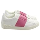Valentino Open Sneakers in White Calfskin Leather