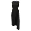 Adam Lippes Asymmetric Gathered Midi Dress in Black Viscose