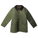Barbour Suede Collar Diamond Quilted Jacket in Moss Green Nylon Polyamide