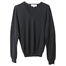 Yves Saint Laurent V-Neck Knit Sweater in Black wool 