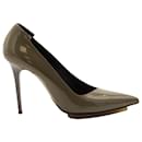 Balenciaga Point Toe Pumps in Gray Patent Leather 