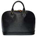 Very Chic Louis Vuitton Alma handbag in black epi leather