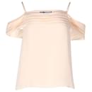 Alexander Wang Pleated Cold Shoulder Top in Peach Silk