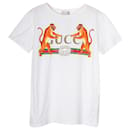 Camiseta Gucci Kids Logo Print Roaring cabedal em algodão branco